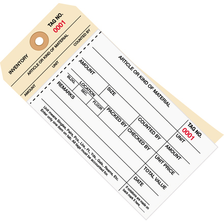 6 <span class='fraction'>1/4</span> x 3 <span class='fraction'>1/8</span>" - (2000-2499) Inventory Tags  2 Part Carbonless Stub Style #8