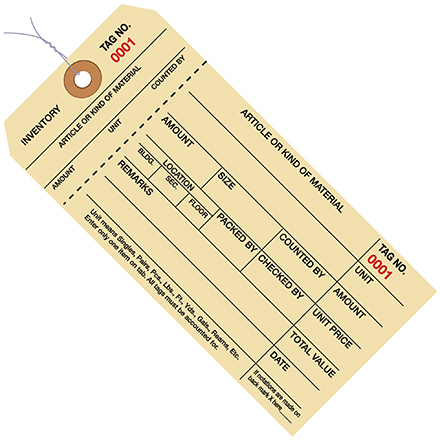 6 <span class='fraction'>1/4</span> x 3 <span class='fraction'>1/8</span>" - (5000-5999) Inventory Tags 1 Part Stub Style #8 - Pre-Wired